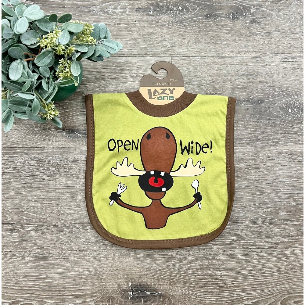 Lazy‎ One Open Wide Moose Bib. Overhead Bib NEW